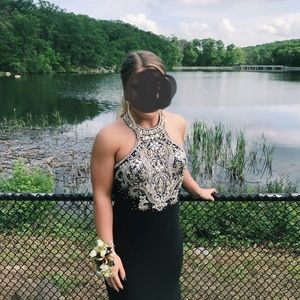 Black prom formal dress size 8 Camille La Vie
